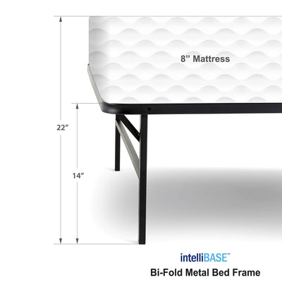 intelliBASE Lightweight Bi-Fold Platform Metal Bed Frame, Twin (Open Box)