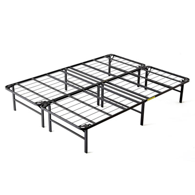 intelliBASE Lightweight Easy Set Up Bi-Fold Platform Metal Bed Frame, Full