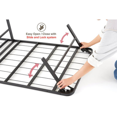 intelliBASE Lightweight Easy Set Up Bi-Fold Platform Metal Bed Frame, Full