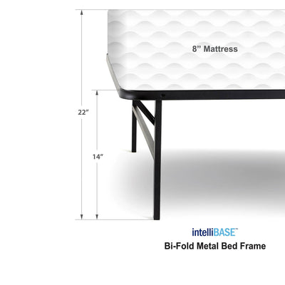 intelliBASE Lightweight Easy Set Up Bi-Fold Platform Metal Bed Frame, Full
