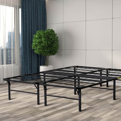 intelliBASE Lightweight Easy Set Up Bi-Fold Platform Metal Bed Frame, Full