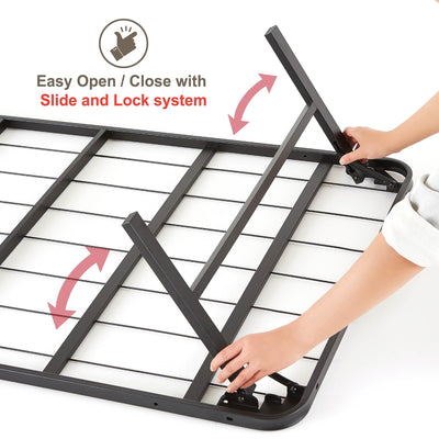 Lightweight Easy Set Up Bi-Fold Platform Metal Bed Frame, Queen (Open Box)