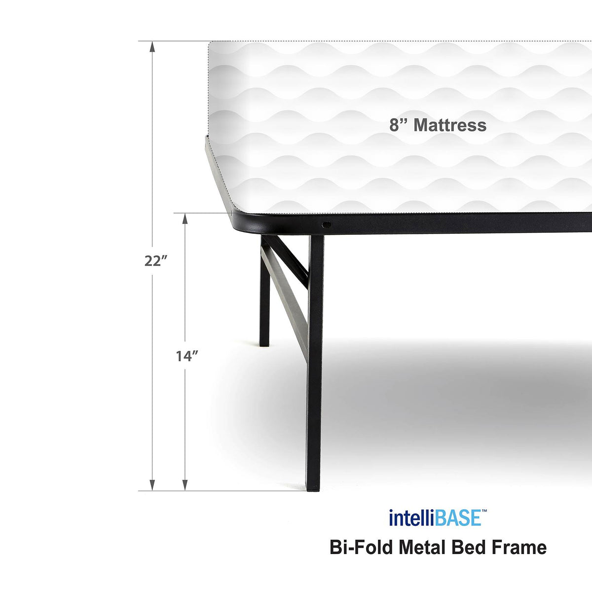 Lightweight Easy Set Up Bi-Fold Platform Metal Bed Frame, Queen (Open Box)