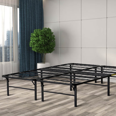 Lightweight Easy Set Up Bi-Fold Platform Metal Bed Frame, Queen (Open Box)