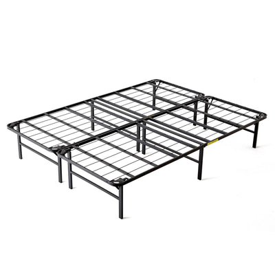 intelliBASE Lightweight Easy Set Up Bi-Fold Platform Metal Bed Frame, King(Used)