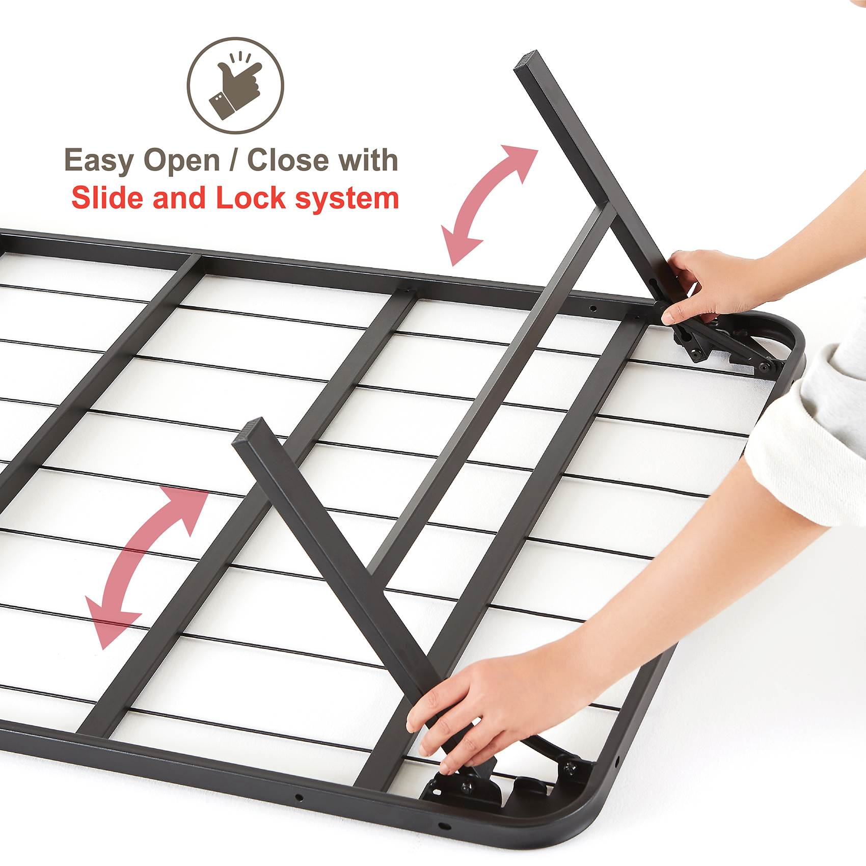 intelliBASE Lightweight Easy Set Up Bi-Fold Platform Metal Bed Frame, King(Used)