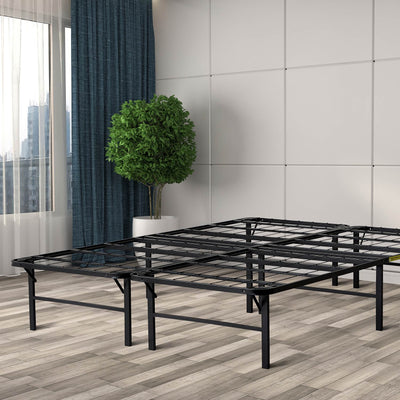 intelliBASE Lightweight Easy Set Up Bi-Fold Platform Metal Bed Frame, King(Used)
