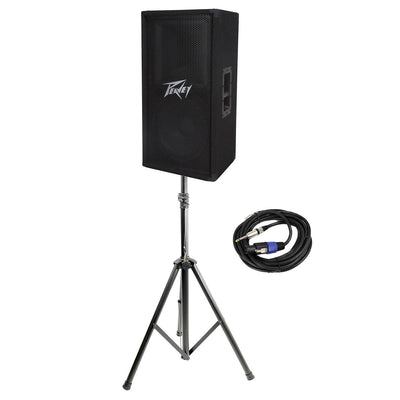 Peavey PV 112 12" 2-Way Pro DJ Live Sound Speaker + 6' Stand + 15' Speaker Cable