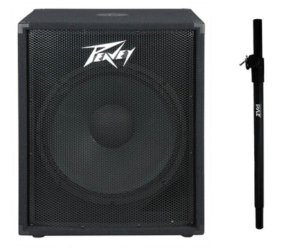 Peavey 18 Inch Compact Vented 400W Pro Subwoofer + Pyle 58-Inch Speaker Pole