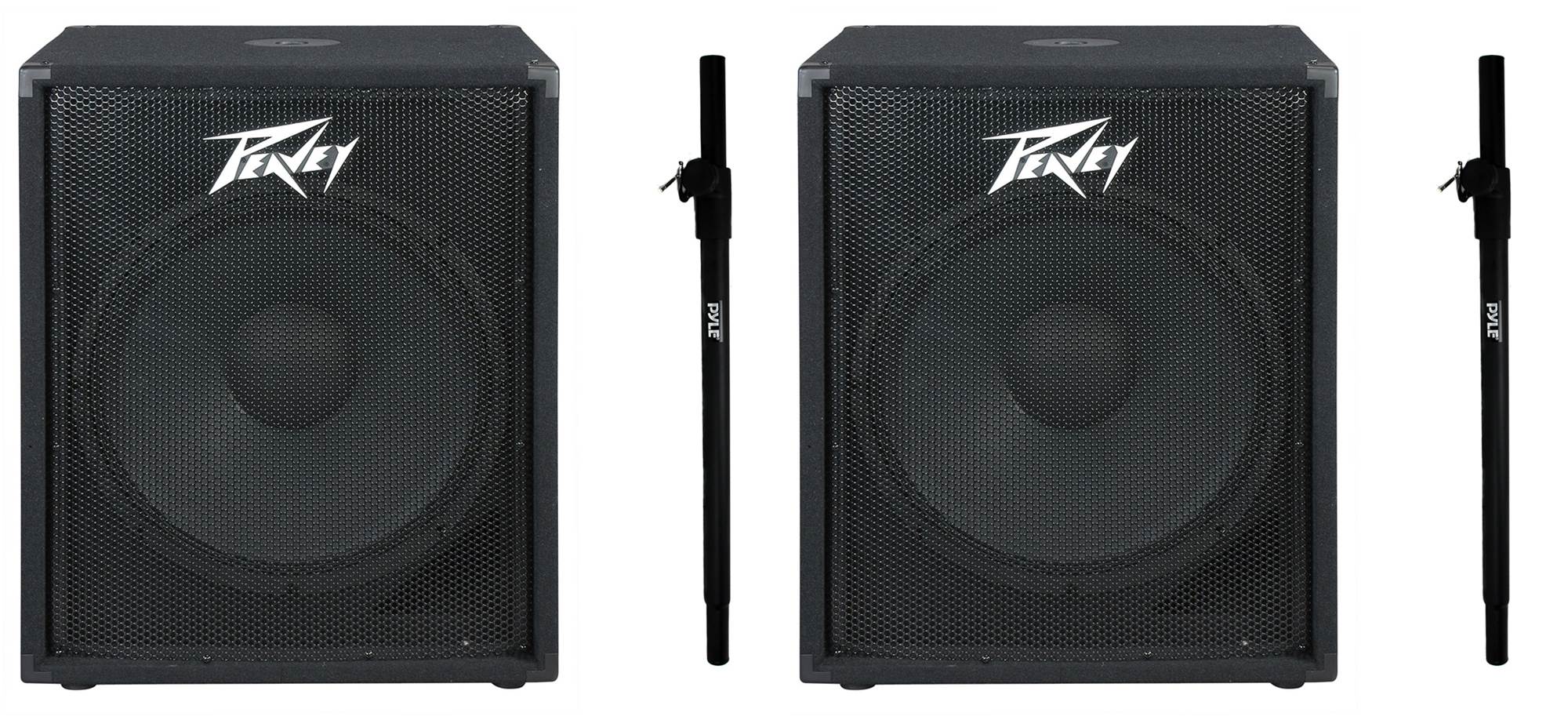 Peavey 18 Inch 400W Subwoofers (Pair) + Pyle 58 Inch Speaker Poles (Pair)