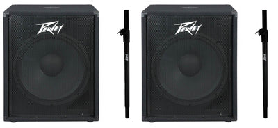 Peavey 18 Inch 400W Subwoofers (Pair) + Pyle 58 Inch Speaker Poles (Pair)
