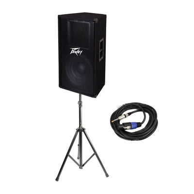 Peavey PV 115 15" 2-Way Pro DJ Live Sound Speaker + 6' Stand + 15' Speaker Cable