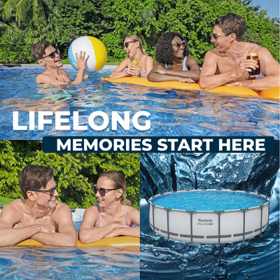 Bestway Steel Pro 18-Foot Round Swimming Pool Set, Filter Pump Ladder (Open Box) - VMInnovations