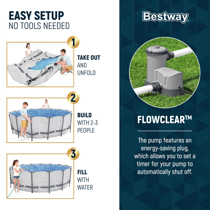 Bestway Steel Pro MAX 18'x48" Round Above Ground Swimming Pool with Pump & Cover