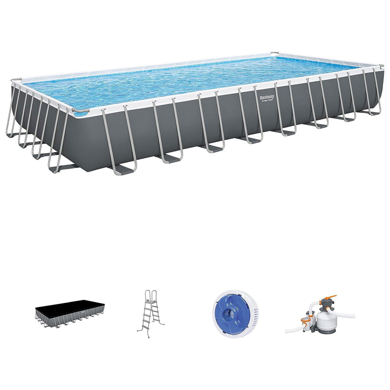 Bestway 31.3 x 16-Foot Rectangular Frame Above Ground Pool Set w/ Pump(Open Box)