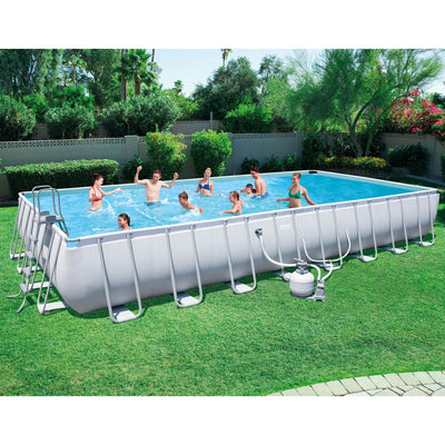 Bestway 56625E Power Steel 31ft x 16ft x 52in Rectangular Above Ground Pool Set