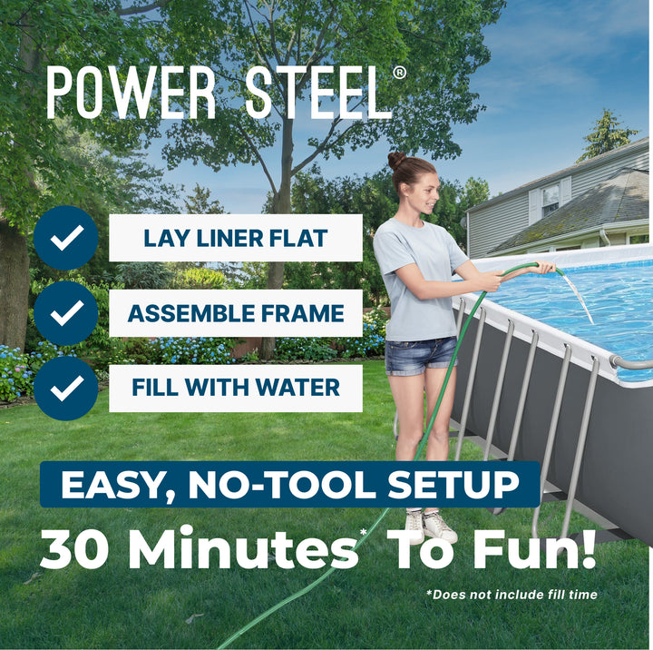 Bestway Power Steel 31'4" x 16' x 52" Rectangular Above Ground Swimming Pool Set Inflatable - VMInnovations