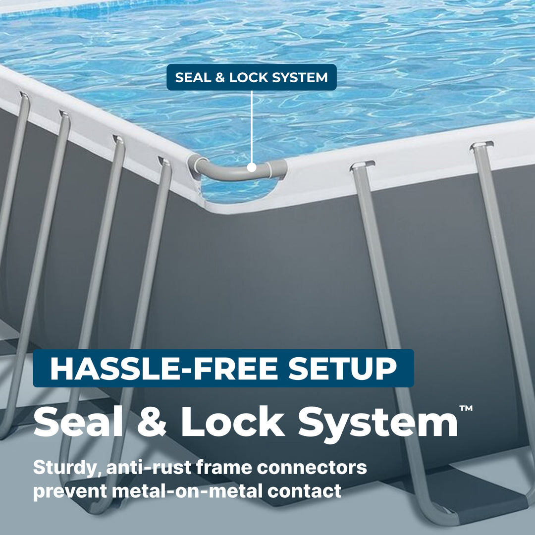 Bestway Power Steel 31'4" x 16' x 52" Rectangular Above Ground Swimming Pool Set Inflatable - VMInnovations