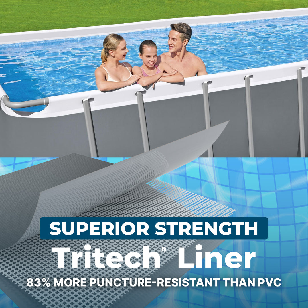 Bestway Power Steel 31'4" x 16' x 52" Rectangular Above Ground Swimming Pool Set Inflatable - VMInnovations
