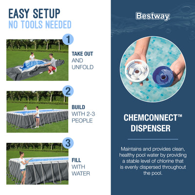 Bestway 31.3 x 16-Foot Rectangular Frame Above Ground Pool Set w/ Pump(Open Box) - VMInnovations