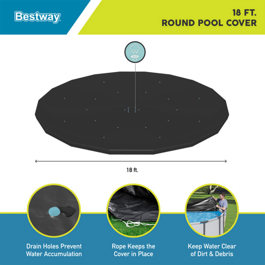 Bestway Flowclear Round 18' Pool Cover for Above Ground Frame Pools (Cover Only)