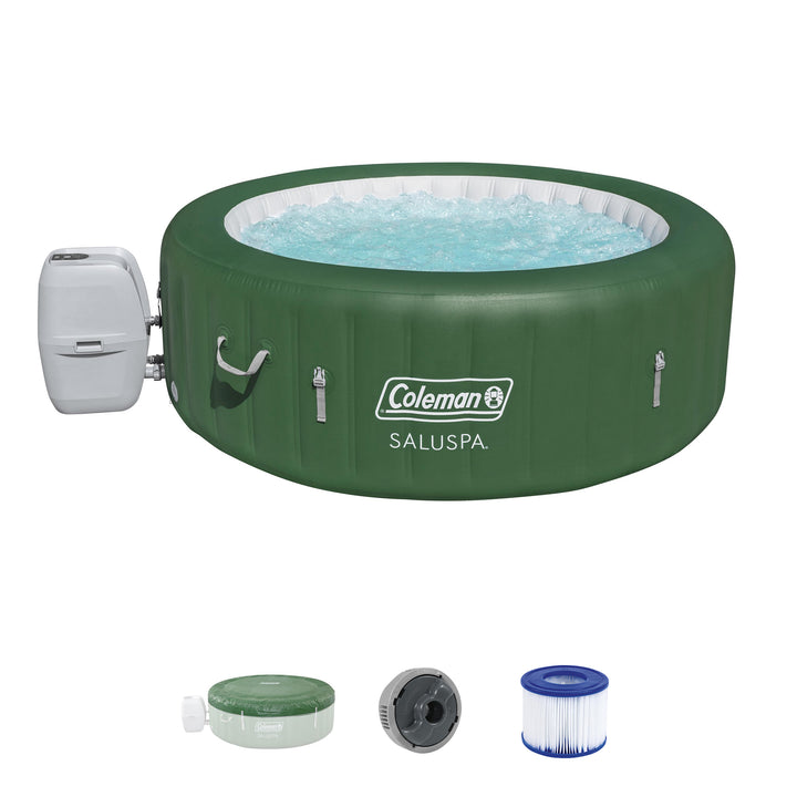 Coleman SaluSpa 6 Person Round Portable Inflatable Outdoor Hot Tub Spa, Green - VMInnovations