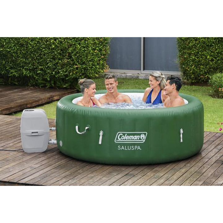 Coleman SaluSpa 6 Person Round Portable Inflatable Outdoor Hot Tub Spa, Green - VMInnovations