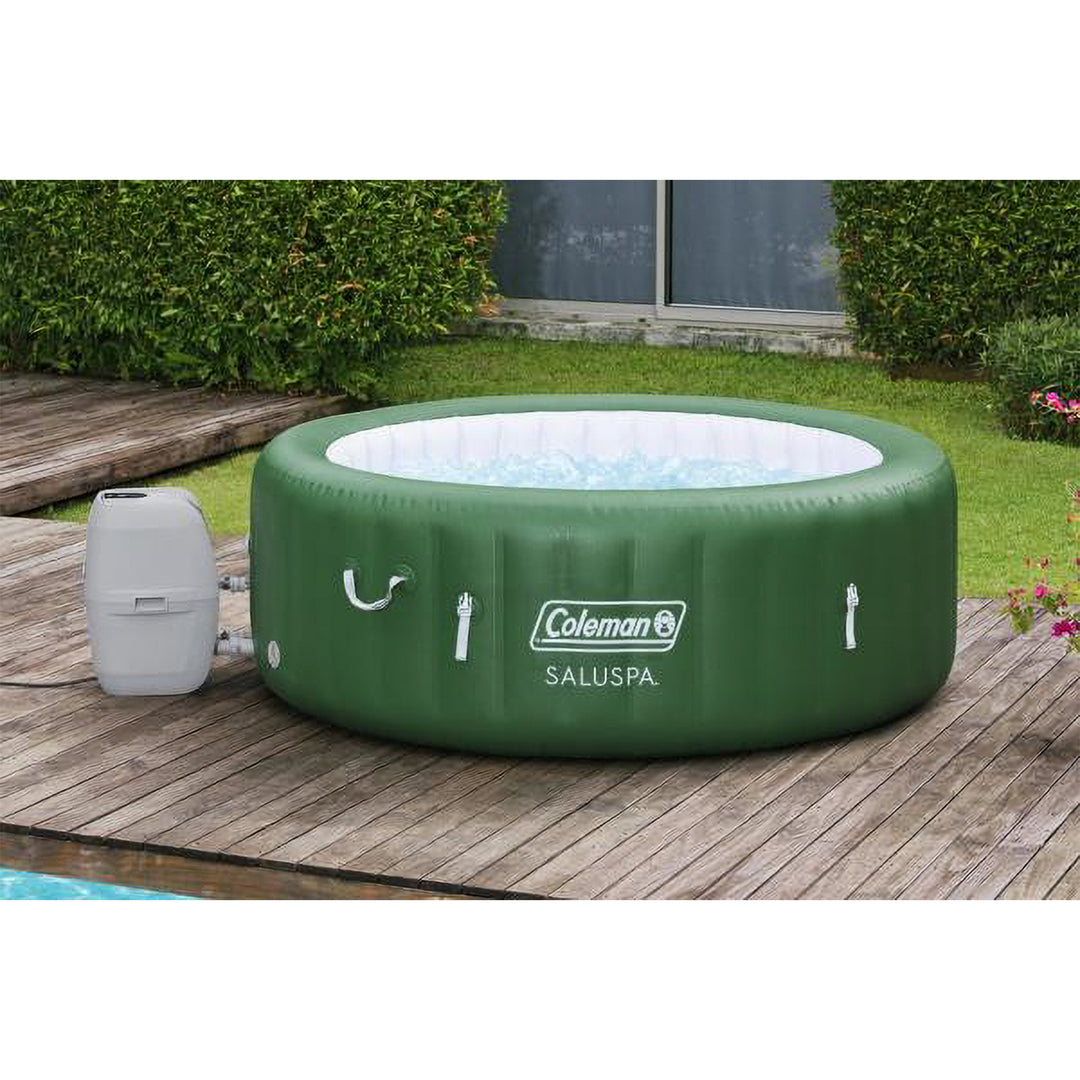 Coleman SaluSpa 6 Person Round Portable Inflatable Outdoor Hot Tub Spa, Green - VMInnovations