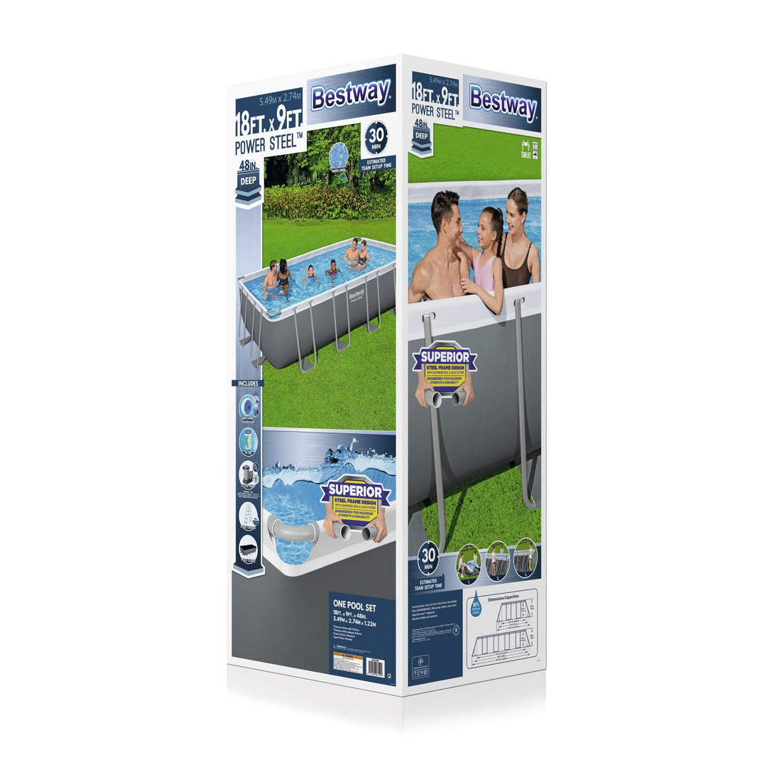 Bestway Power Steel 18'x9'x48" Rectangular Above Ground Swimming Pool (Open Box)