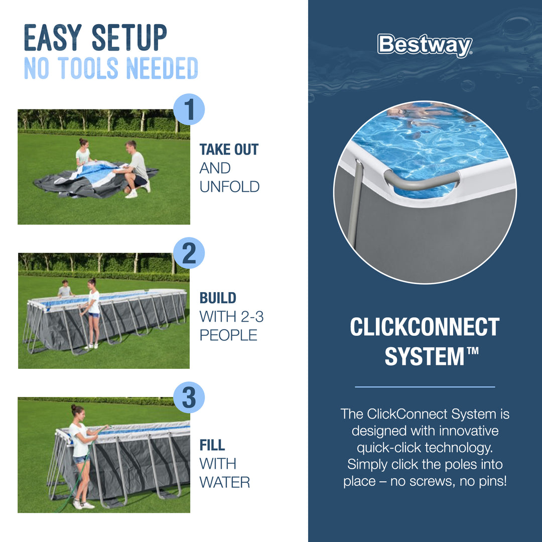 Bestway Power Steel 18'x9'x48" Rectangular Above Ground Swimming Pool (Open Box)