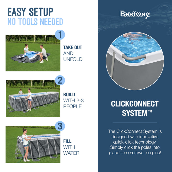 Bestway Power Steel 18'x9'x48" Rectangular Above Ground Swimming Pool (Open Box)