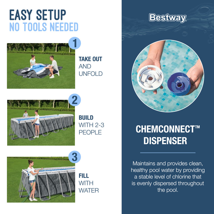 Bestway 18'x9'x48" Rectangular Frame Above Ground Pool w/ Ladder/Pump (Open Box)