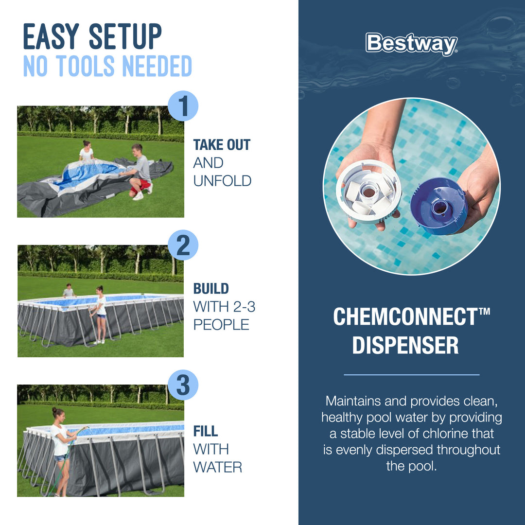Bestway Rectangular Frame Above Ground Pool with Ladder & Pump | (Open Box)
