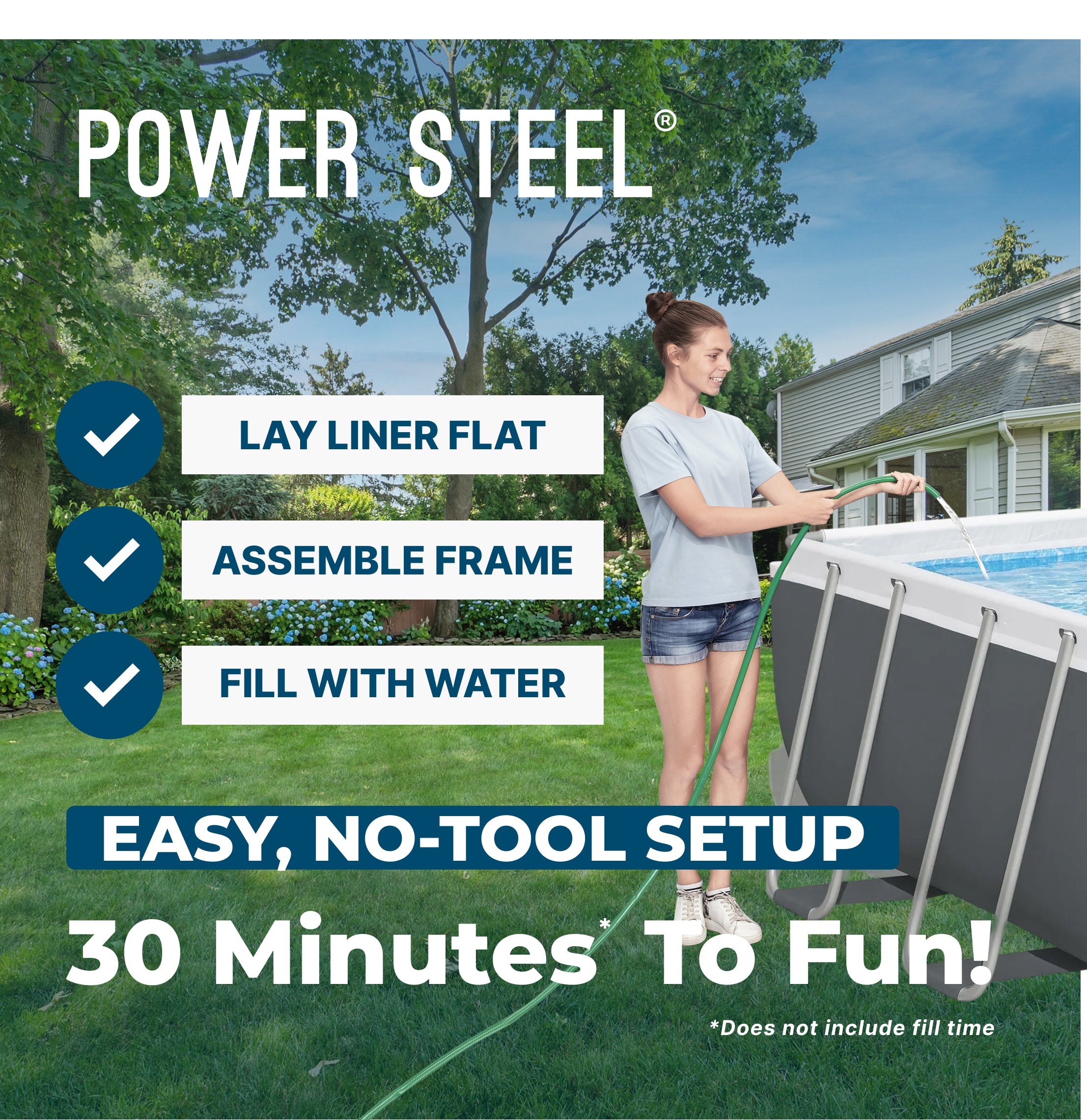 Bestway Power Steel 18'x9'x48" Rectangular Above Ground Swimming Pool (Open Box) - VMInnovations