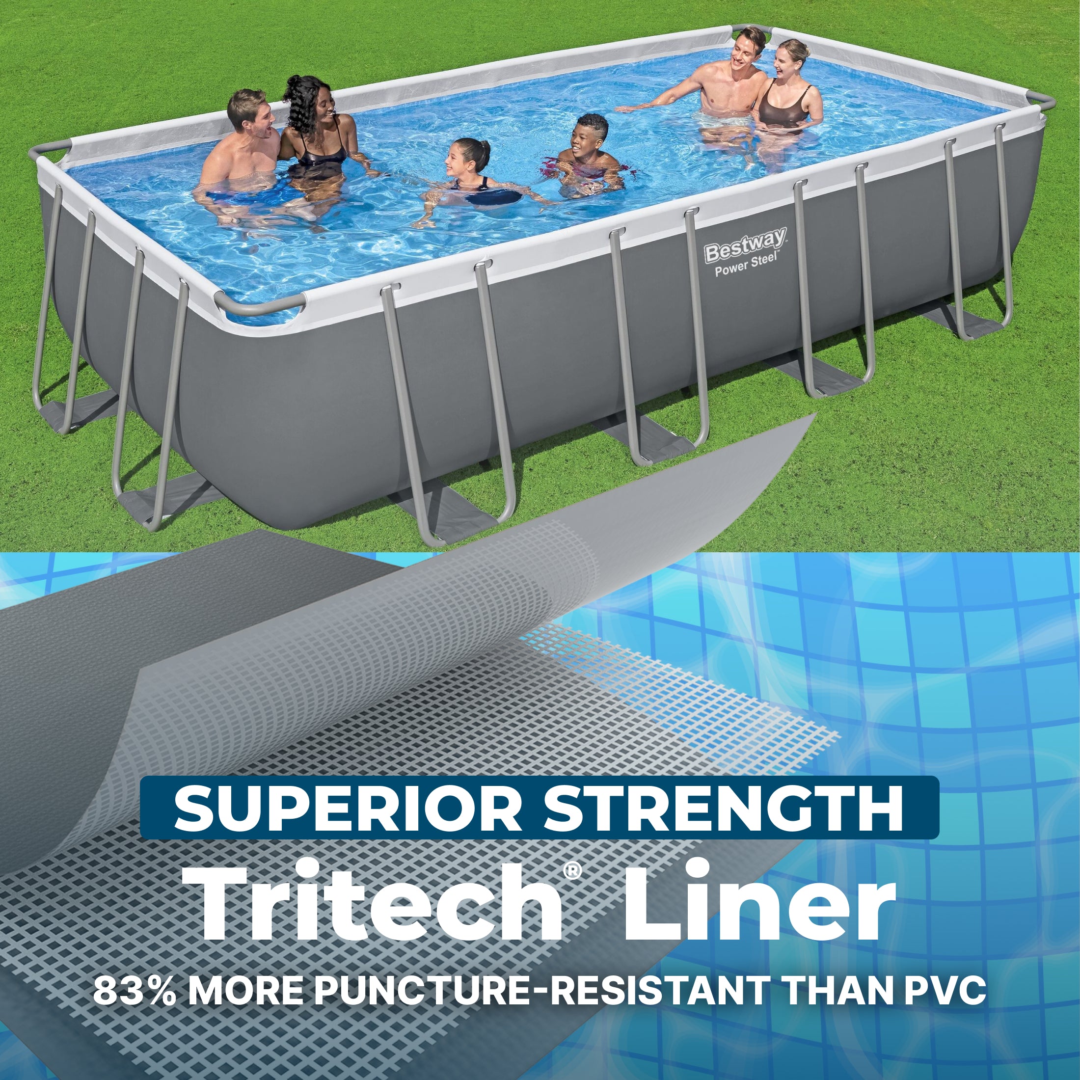 Bestway Power Steel 18'x9'x48" Rectangular Above Ground Swimming Pool (Open Box) - VMInnovations