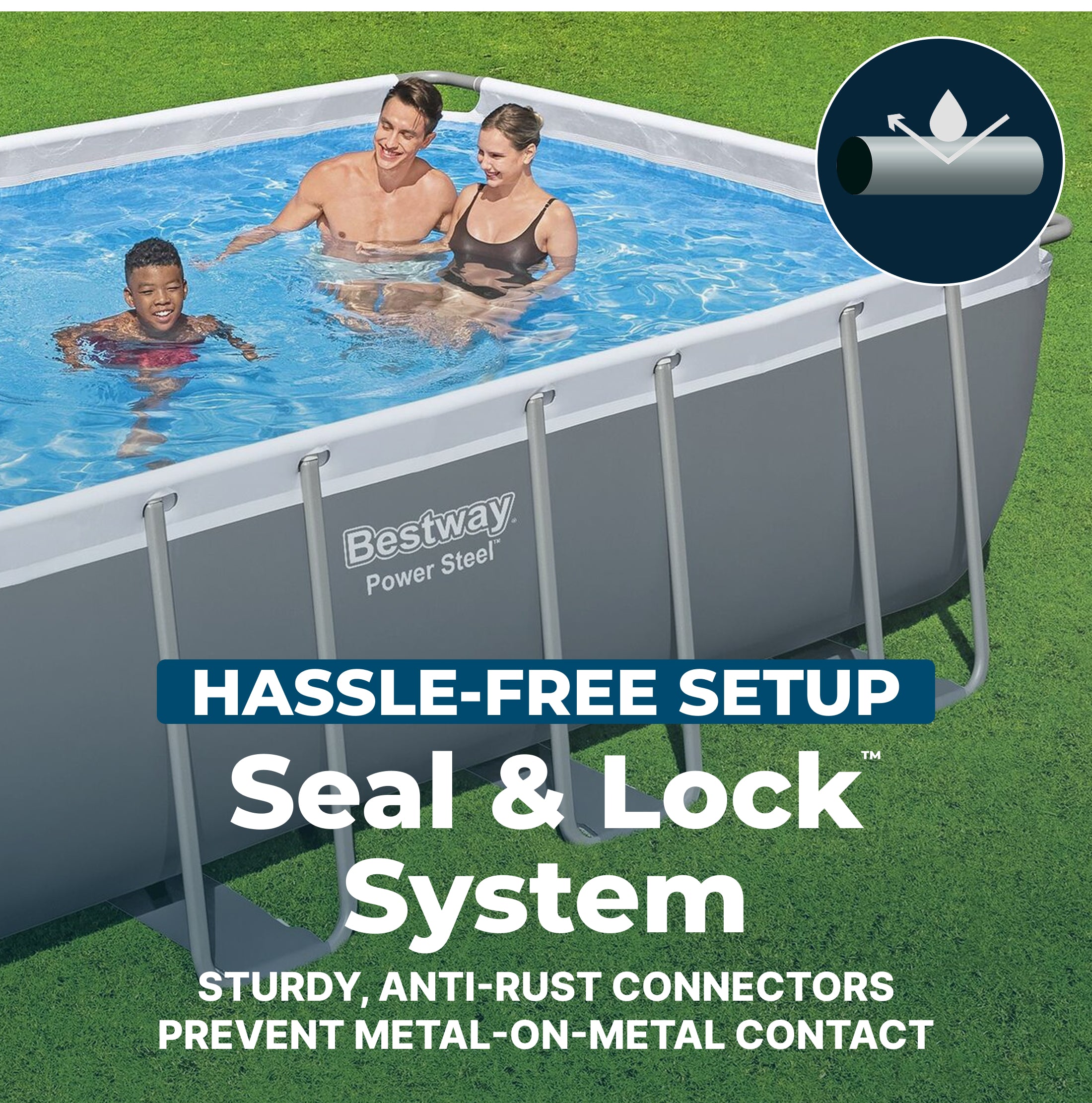 Bestway Power Steel 18'x9'x48" Rectangular Above Ground Swimming Pool (Open Box) - VMInnovations