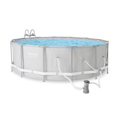 Bestway 14' x 48" Power Steel Frame Above Ground Round Swimming Pool Set