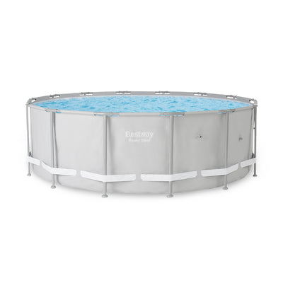 Bestway 14' x 48" Power Steel Frame Above Ground Round Swimming Pool Set