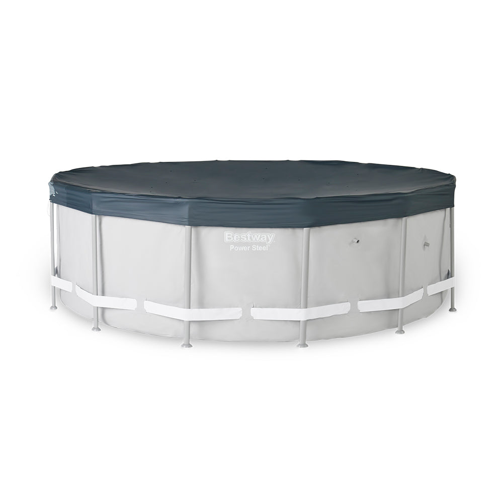Bestway 14' x 48" Power Steel Frame Above Ground Round Swimming Pool Set