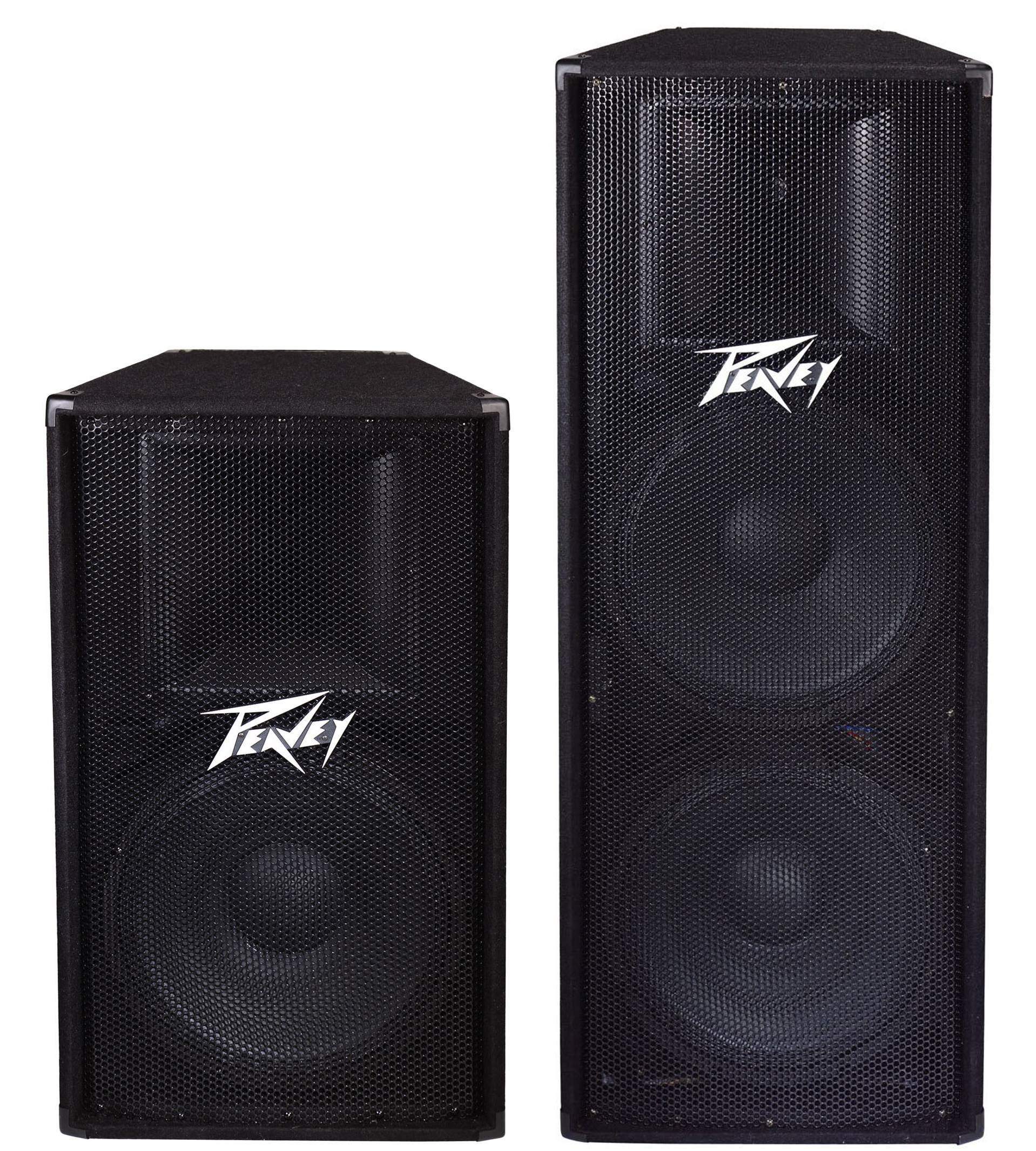 Peavey PV-115 15" 2 Way 800W DJ Pro Audio Speaker + PV-215 2 Way 1400W Speaker