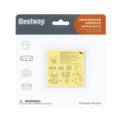 Bestway 2.5in x 2.5in Underwater Adhesive Repair Patches (10 Patches) (Open Box)