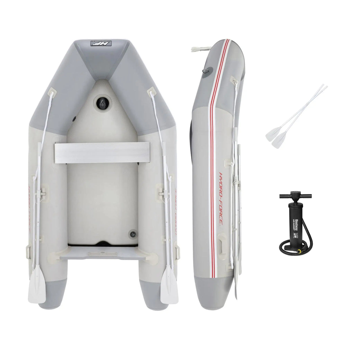 Bestway Hydro-Force Caspian Pro Inflatable 4 Person Boat Set with Oars and Pump