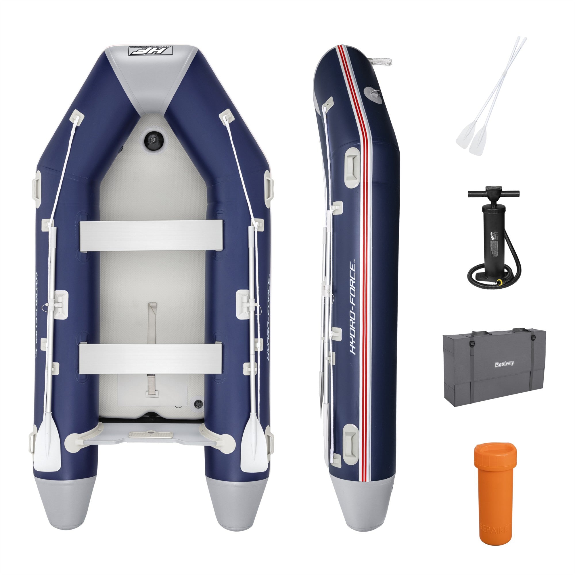 Bestway Hydro-Force Mirovia Pro Inflatable 5 Person Outdoor Water Raft Boat Set