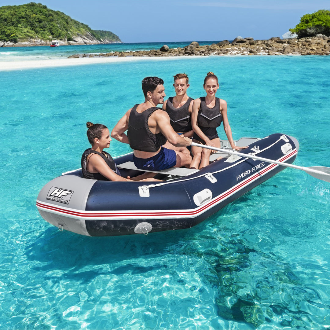 Bestway Hydro-Force Mirovia Pro Inflatable 5 Person Outdoor Water Raft Boat Set - VMInnovations