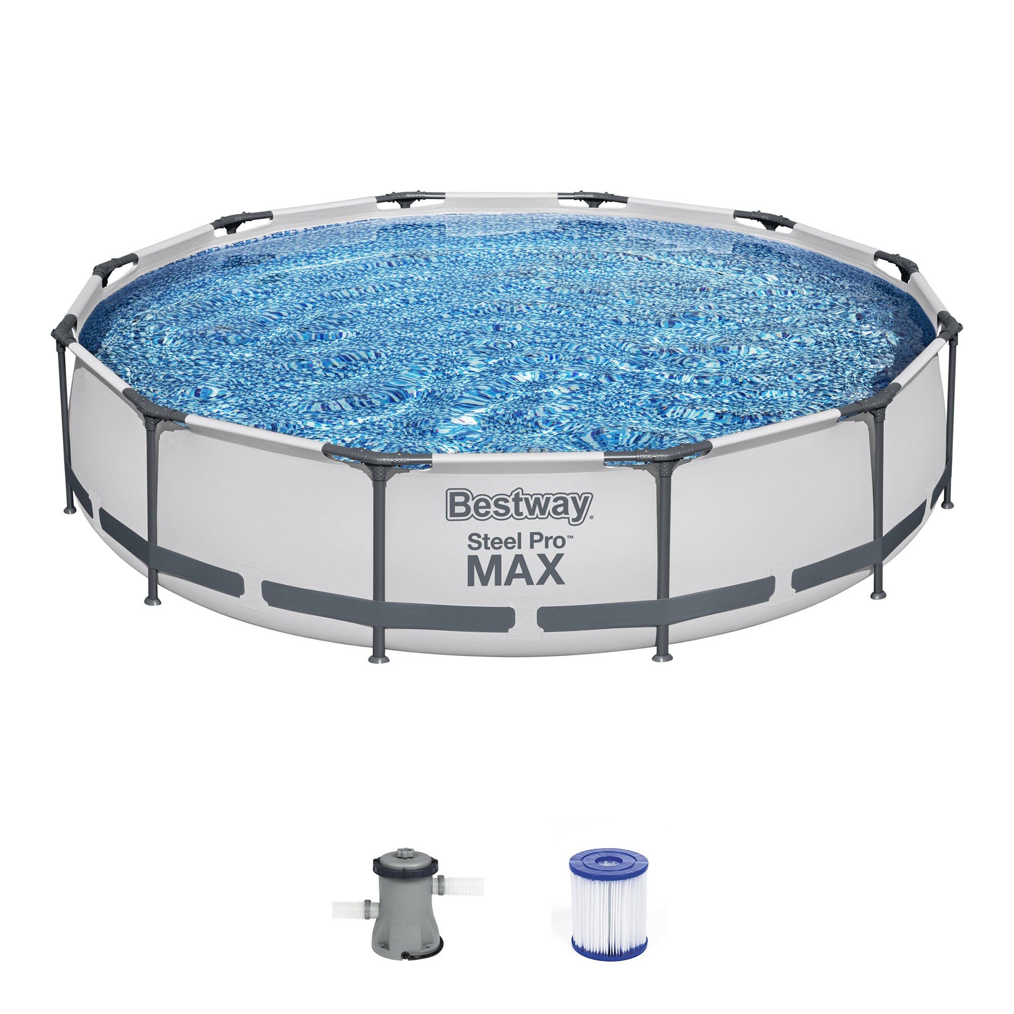 Bestway Steel Pro MAX 12'x30" Round Above Ground Outdoor Swimming Pool with Pump - VMInnovations