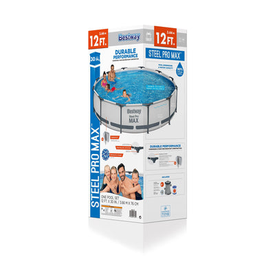 Bestway Steel Pro MAX 12'x30" Round Above Ground Outdoor Swimming Pool with Pump - VMInnovations