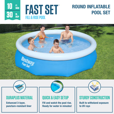 Bestway 10' x 30" Fast Set Inflatable Above Ground Swimming Pool w/ Filter Pump