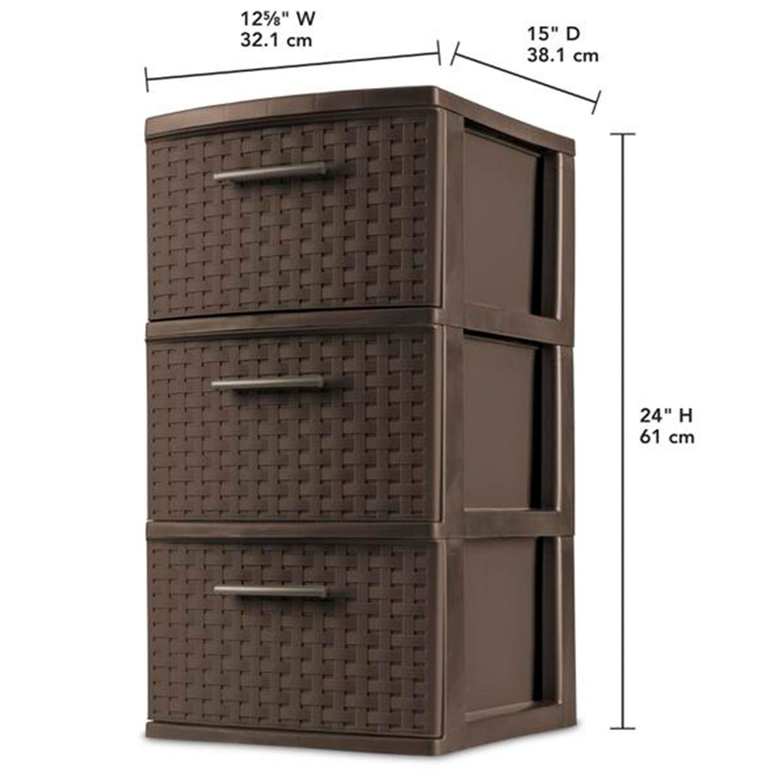 Sterilite 3 Drawer Decorative Plastic Weave Storage Tower, 4-Pack, Espresso - VMInnovations