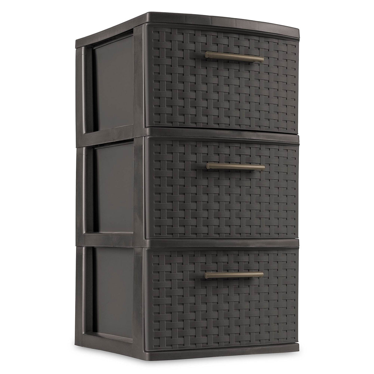 Sterilite 3 Drawer Wicker Weave Decorative Storage Tower, Espresso (Open Box)