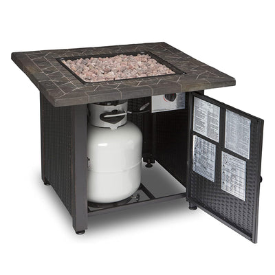 Endless Summer Decorative Push Button Outdoor LP Gas Fire Pit + Rocks (Damaged)